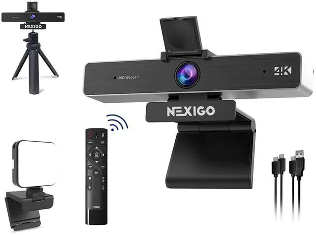 Main image of NexiGo 4K Webcam Kits, Zoom Certified, N950P Web Camera with Remote, Sony Starvis Sensor, 5X Digital, Extendable Tripod Stand, Video Conference Lighting, for Zoom Skype Teams Twitch