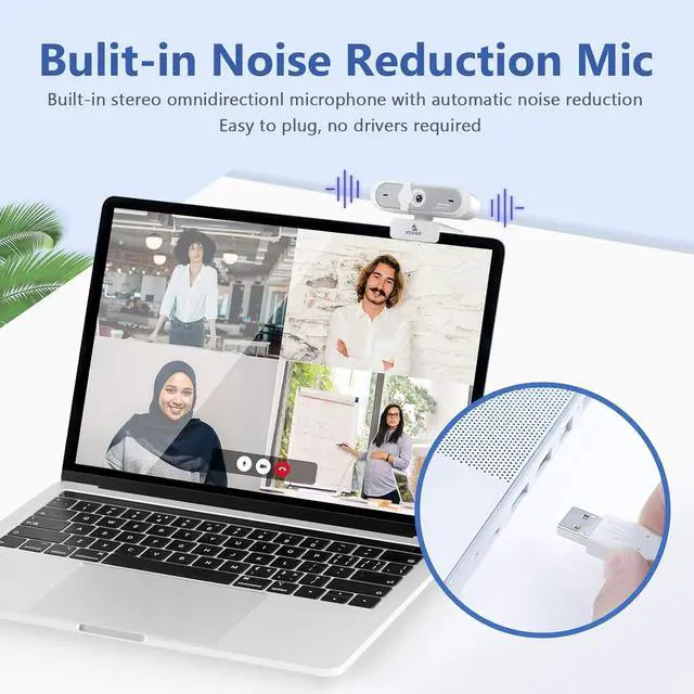 Alt view image 3 of 7 - 1080P 60FPS Webcam with USB C Adapter, NexiGo AutoFocus USB Web Camera with Microphone, Privacy Cover, Thunderbolt 3 to USB 3.0 Adapter, for Zoom/Skype/Teams Online Teaching, Laptop MAC PC Desktop