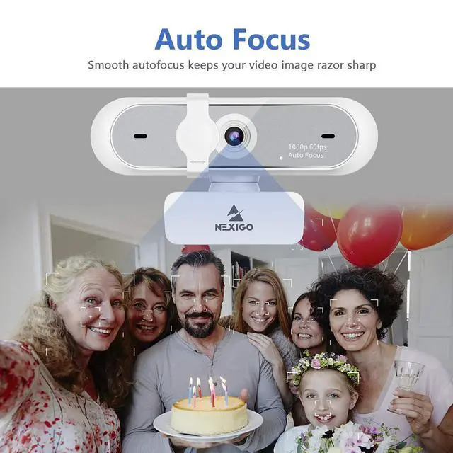 Alt view image 4 of 7 - 1080P 60FPS Webcam with USB C Adapter, NexiGo AutoFocus USB Web Camera with Microphone, Privacy Cover, Thunderbolt 3 to USB 3.0 Adapter, for Zoom/Skype/Teams Online Teaching, Laptop MAC PC Desktop