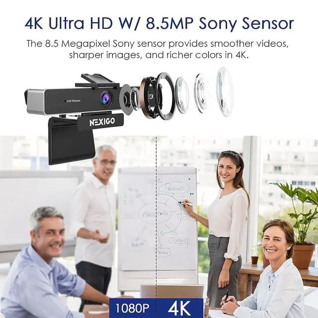 Alt view image 2 of 7 - NexiGo 4K Zoomable Webcam Kits, N950P UHD 2160P Webcam with Remote, Sony Starvis Sensor, 5X Digital Zoom, Flexible Camera Tripod Stand, for Zoom/Skype/Teams, MAC PC