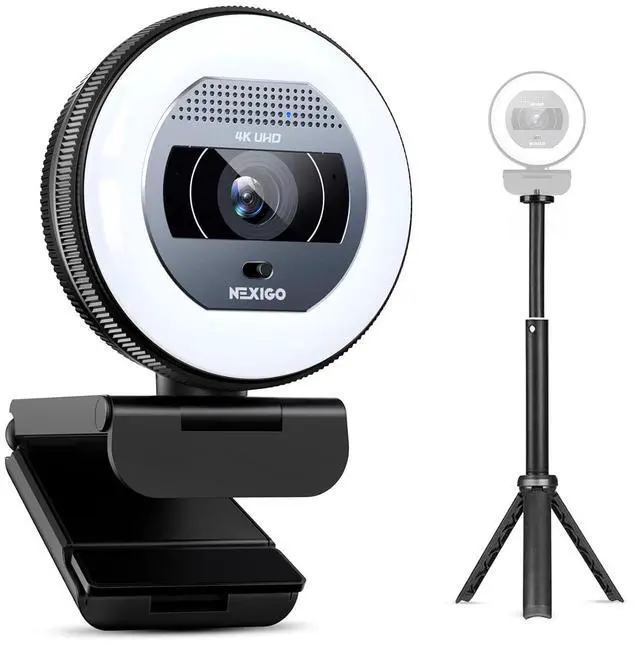 Main image of NexiGo 4K Autofocus Webcam Kit, N930E Pro UHD Webcam w/Ring Light, 1080P@60FPS, Dual Noise-Canceling Mics, Built-in Privacy Shutter, Lightweight Mini Tripod, Web Cam for Streaming/Meeting/Gaming