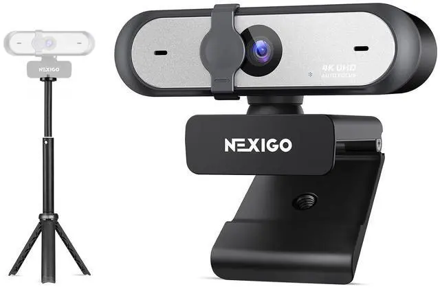 Main image of NexiGo 4K UHD Webcam Kit, N660P Pro Web Cam with Distortion-Free Lens, 1080p 60 fps Autofocus, 3DNR, Noise-Canceling Mics, Lightweight Mini Tripod, for Gaming/Live Streaming/PC/Mac/Switch 2, Black