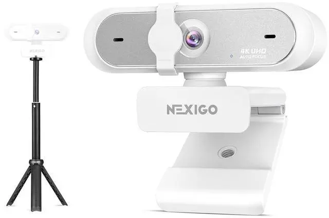 Main image of NexiGo 4K UHD Webcam Kit, N660P Pro Web Cam with Distortion-Free Lens, 1080p 60 fps Autofocus, 3DNR, Noise-Canceling Mics, Lightweight Mini Tripod, for Gaming/Live Streaming/PC/Mac/Switch 2, White