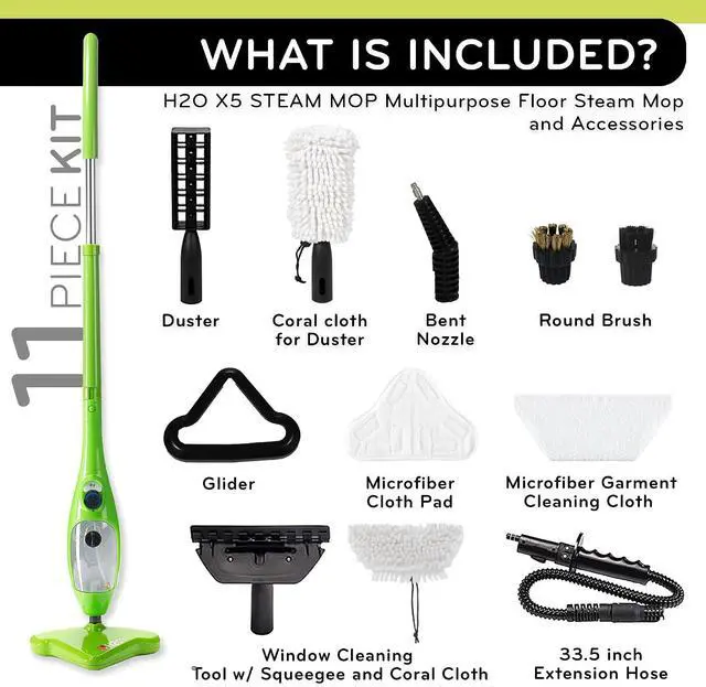 Alt view image 2 of 7 - H2O X5 Steam Mop & Handheld Steam Cleaner | 5-in-1 Floor Steamer | Hardwood, Tile & Laminate Cleaner | Carpet Glider Included | Grout, Window & Garment Attachments