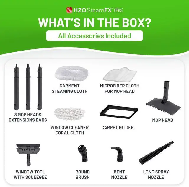 Alt view image 3 of 7 - H2O Steam FX Pro Handheld Steam Cleaner | 5-in-1 Spot Cleaner & Floor Mop | Includes Extension Bars, Window & Garment Tools | Grout, Glass & Sealed Floors