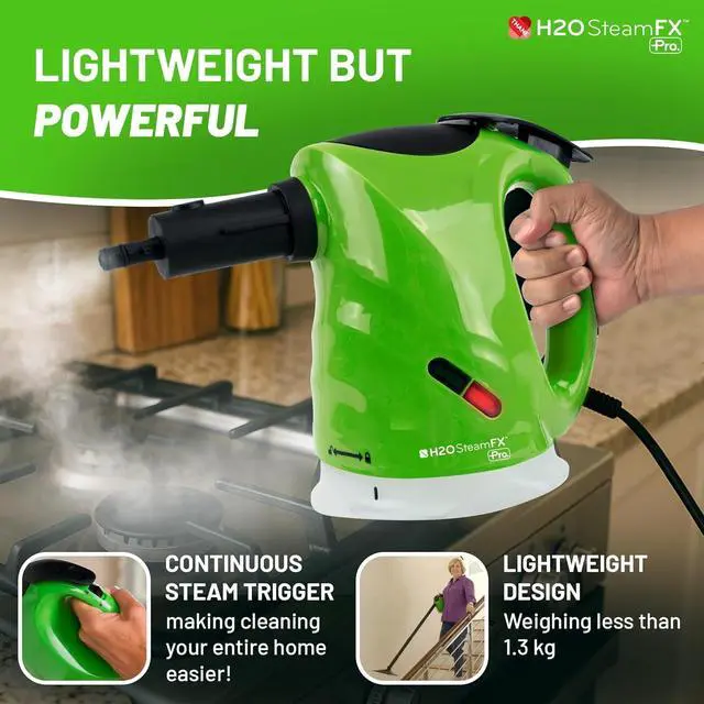 Alt view image 4 of 7 - H2O Steam FX Pro Handheld Steam Cleaner | 5-in-1 Spot Cleaner & Floor Mop | Includes Extension Bars, Window & Garment Tools | Grout, Glass & Sealed Floors