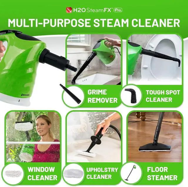 Alt view image 5 of 7 - H2O Steam FX Pro Handheld Steam Cleaner | 5-in-1 Spot Cleaner & Floor Mop | Includes Extension Bars, Window & Garment Tools | Grout, Glass & Sealed Floors