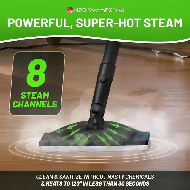 Alt view image 6 of 7 - H2O Steam FX Pro Handheld Steam Cleaner | 5-in-1 Spot Cleaner & Floor Mop | Includes Extension Bars, Window & Garment Tools | Grout, Glass & Sealed Floors
