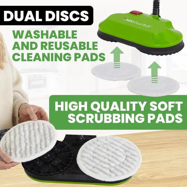 Alt view image 4 of 6 - H2O Dual Buff Hard Floor Cleaner, Cordless Electric Mop - Rechargeable Hard Floor Cleaner Head Scrub, Buff, and Polish with Washable Microfiber Cloths - Spray Mop for Hardwood Floors, Laminate, Tile