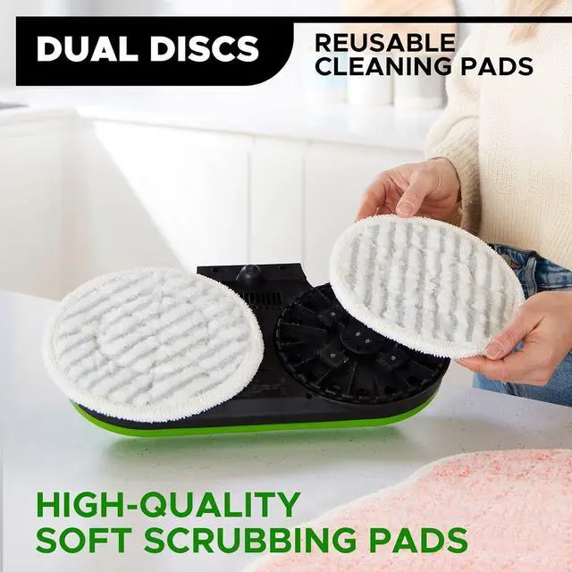 Alt view image 3 of 6 - H2O Dual Buff Hard Floor Cleaner, Cordless Electric Mop - Rechargeable Hard Floor Cleaner Head Scrub, Buff, and Polish with Washable Microfiber Cloths - Spray Mop for Hardwood Floors, Laminate, Tile