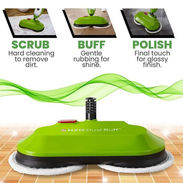 Alt view image 4 of 6 - H2O MOP X5 Dual Buff Steam Mop Head Attachment - Great For Hardwood, Tile Floor Buffing, Cleaning and Steaming - Includes 2 Soft Scrub Washable Pads