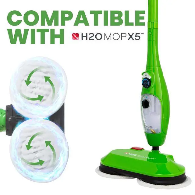 Alt view image 5 of 6 - H2O MOP X5 Dual Buff Steam Mop Head Attachment - Great For Hardwood, Tile Floor Buffing, Cleaning and Steaming - Includes 2 Soft Scrub Washable Pads