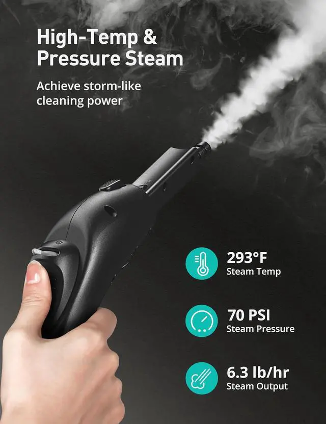 Alt view image 7 of 7 - Aspiron Steam Cleaner, 293°F 58 PSI Powerful Multipurpose Handheld Steam Mop for Home Use, 21 Attachments, 50Oz Capacity, Heavy Duty Steamer for Carpets, Floors, Cars, Tiles, Crack Cleaning, Cerulean