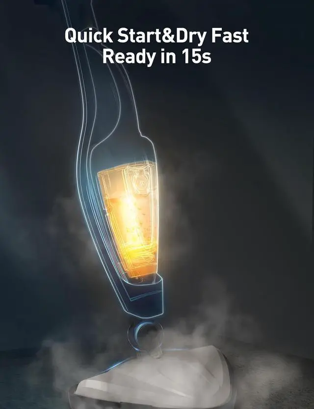 Alt view image 3 of 7 - Aspiron 12-in-1 Steam Mop, Fast 15-Sec Heat-Up, 1500W Detachable Handheld Steam Cleaner with 2 Dirt Grip Pads, Removes 99.99% Stubborn Stains for Hardwood Floors, Windows, Tiles, Furniture, Black