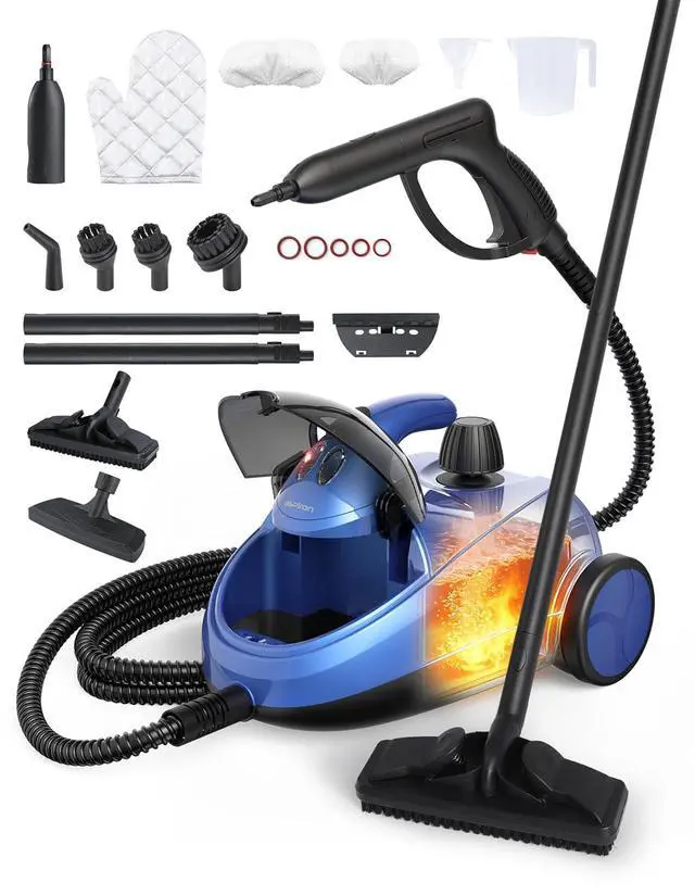 Main image of Steam Cleaner, 293°F 58 PSI Powerful Multipurpose Handheld Steam Mop for Home, Built-in Storage, 21 Attachments, 50Oz Capacity, Heavy Duty Canister Steamer for Carpet, Floor, Car, Tile, Crack