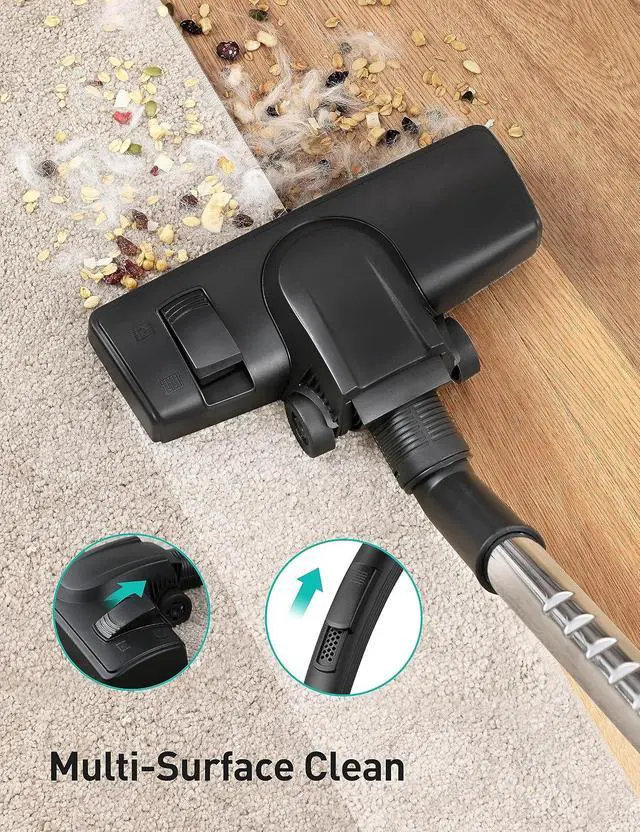 Alt view image 3 of 7 - Aspiron 40Kpa Canister Vacuum Cleaner, 1600W Bagless Canister Vacuum Cleaner with 5 Tools, Auto Cord Rewind, H13 HEPA Filter, 4Qt Large Cup, for Hard Floors, Carpet, Pet, Upholstery, Tiles, Sapphire