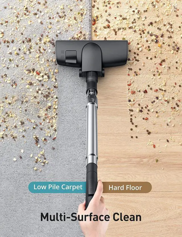 Alt view image 4 of 7 - Aspiron Canister Vacuum, Upgraded 1600W Bagless Canister Vacuum Cleaner | Auto Cord Rewind, H13 HEPA Filter, 4Qt Large Capacity, 5 Tools for Hard Floors, Carpet, Pet, Upholstery, Tiles, Champagne