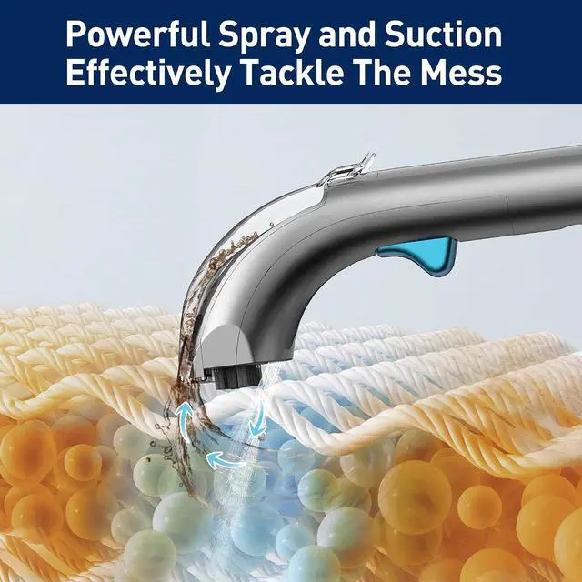 Alt view image 3 of 7 - Aspiron Portable Carpet & Upholstery Cleaner, 20KPa Strong Suction | Deep Stain Removal, Wide Cleaning Range, 56.8Oz Large Water Tank, Compact Design for Carpet, Sofa, Car, Mattress, Cushion