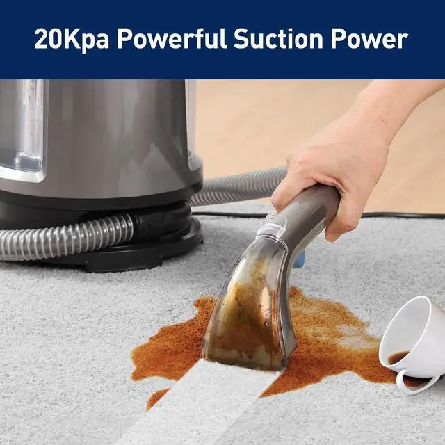 Alt view image 2 of 7 - Aspiron Portable Carpet & Upholstery Cleaner, 20KPa Strong Suction | Deep Stain Removal, Wide Cleaning Range, 56.8Oz Large Water Tank, Compact Design for Carpet, Sofa, Car, Mattress, Cushion