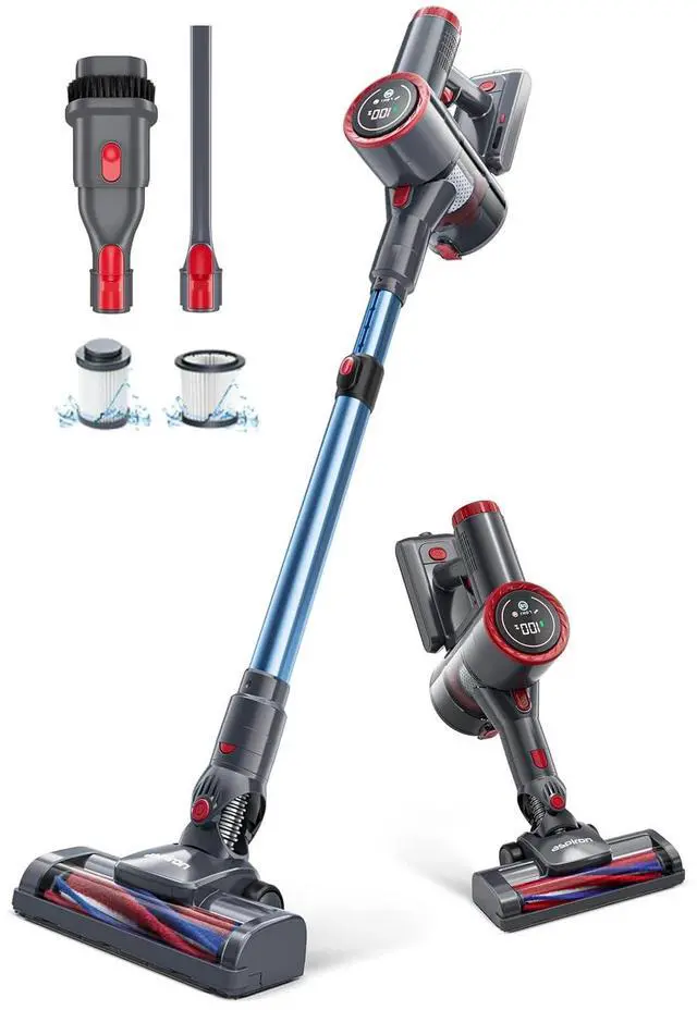 Main image of Aspiron Cordless Stick Vacuum Cleaner,550W/55KPA Stick Vacuum for Home, LED Touch Display Screen, 2 Charging Ways,2 HEPA Filter, LED Headlight,Handheld Vacuum for Hard Floor, Carpets, Sofa, Car