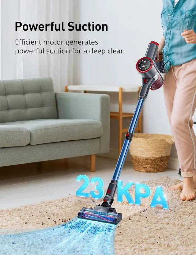Alt view image 7 of 7 - Aspiron Cordless Stick Vacuum Cleaner,550W/55KPA Stick Vacuum for Home, LED Touch Display Screen, 2 Charging Ways,2 HEPA Filter, LED Headlight,Handheld Vacuum for Hard Floor, Carpets, Sofa, Car