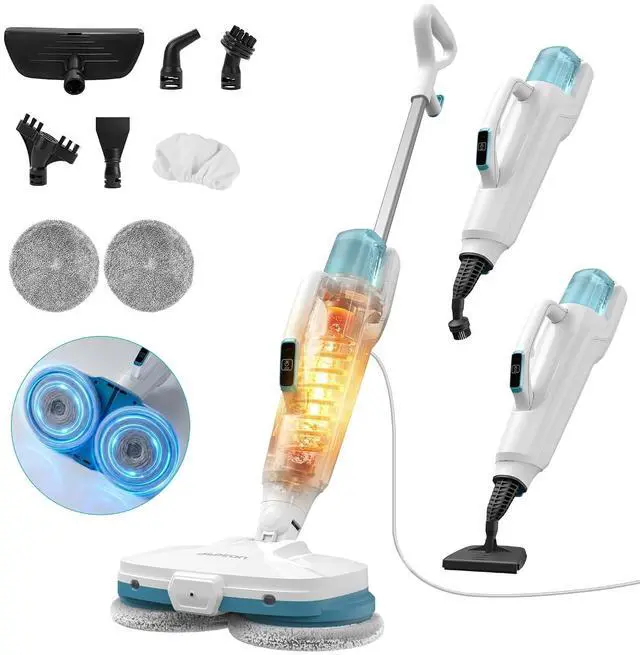 Main image of Aspiron Steam Mop, 10-in-1 Steam Mop and Handheld Steamer, 15s Heat-Up, Self-Rotating Scrub Pads, 2 Steam Modes with Spray,500ML Removable Tank,LED Light,Floor Steamer for Hardwood,Tile, Carpet,Car