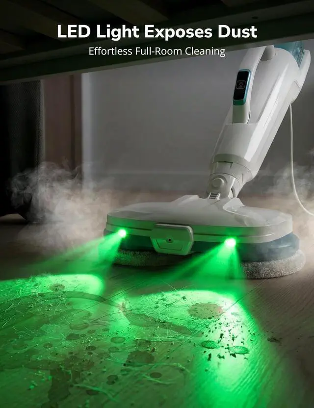 Alt view image 3 of 7 - Aspiron Steam Mop, 10-in-1 Steam Mop and Handheld Steamer, 15s Heat-Up, Self-Rotating Scrub Pads, 2 Steam Modes with Spray,500ML Removable Tank,LED Light,Floor Steamer for Hardwood,Tile, Carpet,Car