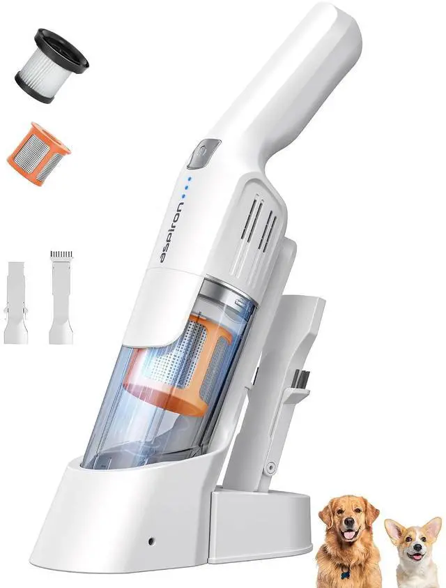 Main image of Aspiron Cordless Handheld Vacuum, 24KPA Powerful Car Vacuum, 2-Speed, 2 Charging Methods, Wireless Charger, Ergonomic Handle, Portable Rechargeable Vacuum Cleaner for Car, Home, Ivory