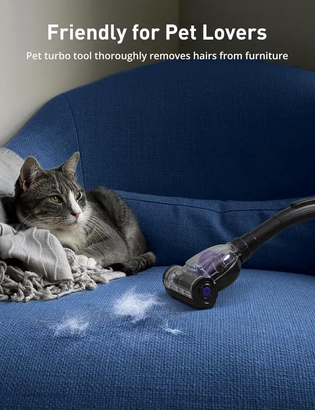 Alt view image 7 of 7 - Aspiron 1700W Canister Vacuum Cleaner, 45Kpa Bagless Vacuum Cleaner, Multi-Cyclonic Filtration, 2 Anti-Allergen HEPA Filters, 3.5QT Dust Cup, 4 Tools, Corded Vacuum for Hard Floor, Pet Hair, Violet