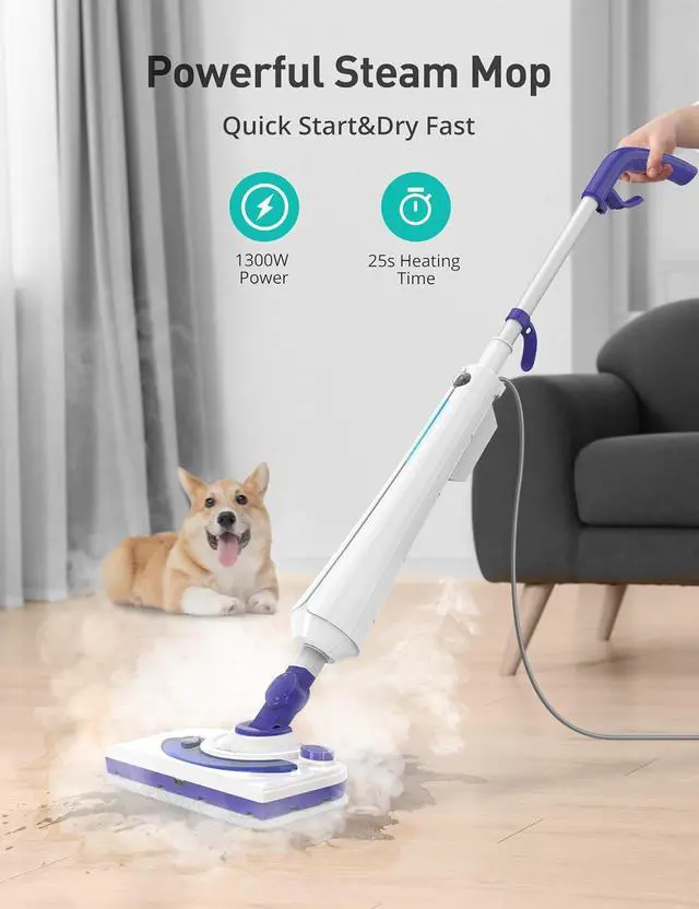 Alt view image 3 of 7 - Aspiron Professional Steam Mop Cleaner, 1300W Floor Steamer | Detergent Chamber, 25S Heat Up