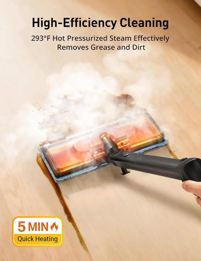 Alt view image 3 of 7 - Steam Cleaner, 293°F 58 PSI Powerful Multipurpose Handheld Steam Mop for Home Use, 21 Attachments, 50Oz Capacity, Heavy Duty Steamer for Carpets, Floors, Cars, Tiles, Crack Cleaning, Titanium