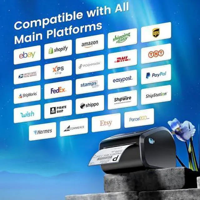 Alt view image 6 of 7 - D450BT Bluetooth Shipping Label Printer and 250Pcs Roll Thermal Labels, Wireless Thermal Label Printer for Small Business