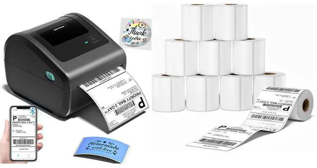 Main image of D450BT Thermal Label Printer for Shipping Packages&2500Pcs 4x6 Thermal Labels,Thermal Printers for Small Business, Compatible with Android, iPhone, macOS, Windows, Tiktok, UPS