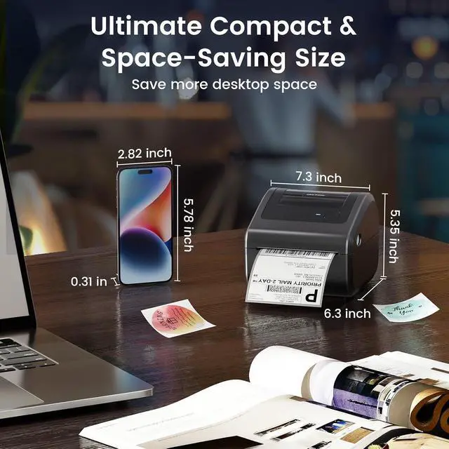 Alt view image 4 of 7 - D450BT Thermal Label Printer for Shipping Packages&2500Pcs 4x6 Thermal Labels,Thermal Printers for Small Business, Compatible with Android, iPhone, macOS, Windows, Tiktok, UPS