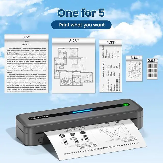 Alt view image 7 of 7 - Portable Printer Wireless for Travel, Wireless Portable Printers, Thermal Printer for Laptop & Phone Compatible with Travel, Business, Support 8.5 x 11 Letter & A4 Thermal Paper