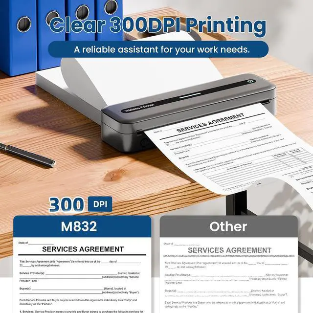Alt view image 6 of 7 - Portable Printer Wireless for Travel, Wireless Portable Printers, Thermal Printer for Laptop & Phone Compatible with Travel, Business, Support 8.5 x 11 Letter & A4 Thermal Paper