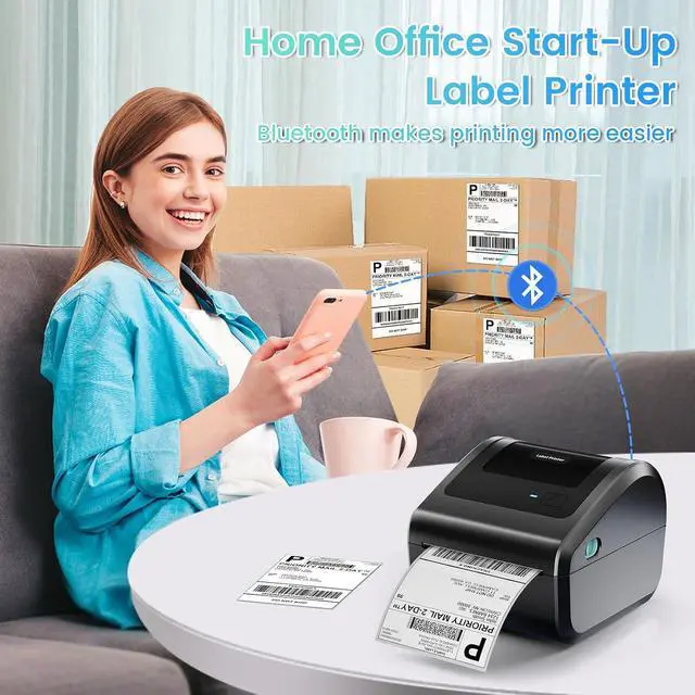 Alt view image 2 of 7 - D450BT Thermal Label Printer for Shipping Packages&2500Pcs 4x6 Thermal Labels,Thermal Printers for Small Business, Compatible with Android, iPhone, macOS, Windows, Tiktok, UPS