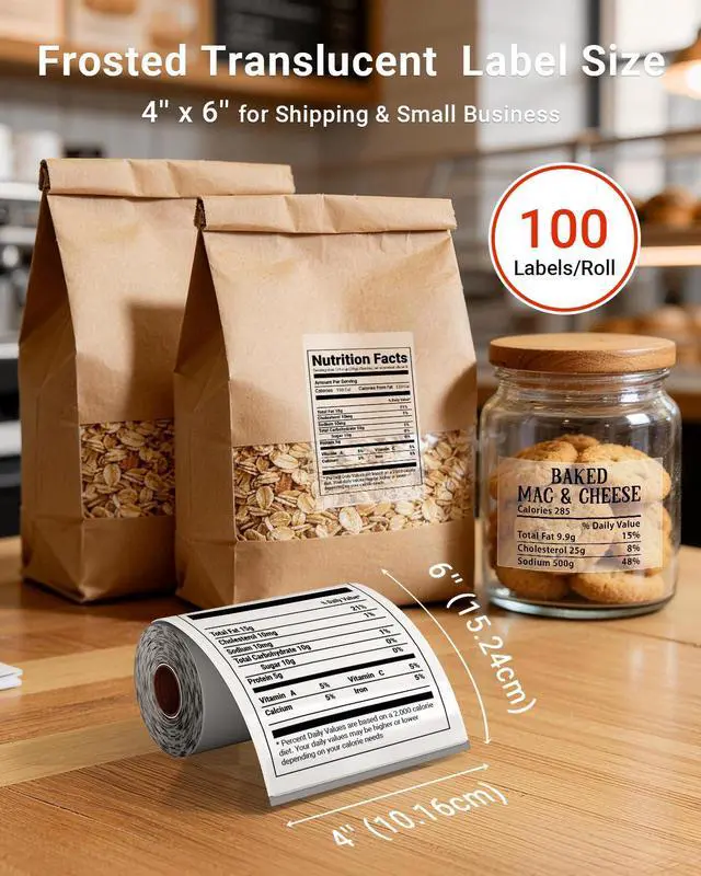 Alt view image 6 of 7 - D450 Bluetooth Thermal Label Printer for Small Business, Shipping Packages&100Pcs Transparent Thermal Labels,Waterproof Thermal Stickers for Small Business DIY Coffee Bean&Bread Ingredients Label