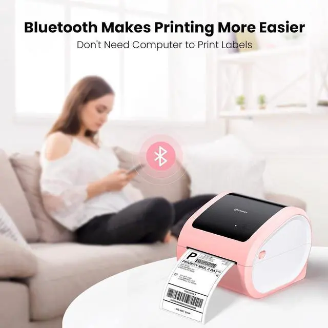 Alt view image 2 of 7 - Shipping Label Printer 4x6 with 500 Sheets 3 Inch Golden Star Holographic Thermal Labels, Thermal Label Printer for Small Business, Shipping Packages, Home, Office
