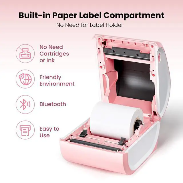Alt view image 3 of 7 - Shipping Label Printer 4x6 with 500 Sheets 3 Inch Golden Star Holographic Thermal Labels, Thermal Label Printer for Small Business, Shipping Packages, Home, Office