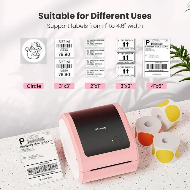 Alt view image 4 of 7 - Shipping Label Printer 4x6 with 500 Sheets 3 Inch Golden Star Holographic Thermal Labels, Thermal Label Printer for Small Business, Shipping Packages, Home, Office