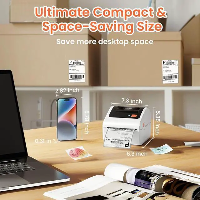 Alt view image 4 of 7 - D450BT Bluetooth Thermal Shipping Label Printer for Small Business&100Pcs Clear Thermal Labels for Small Business DIY Coffee Bean&Bread Ingredients Label