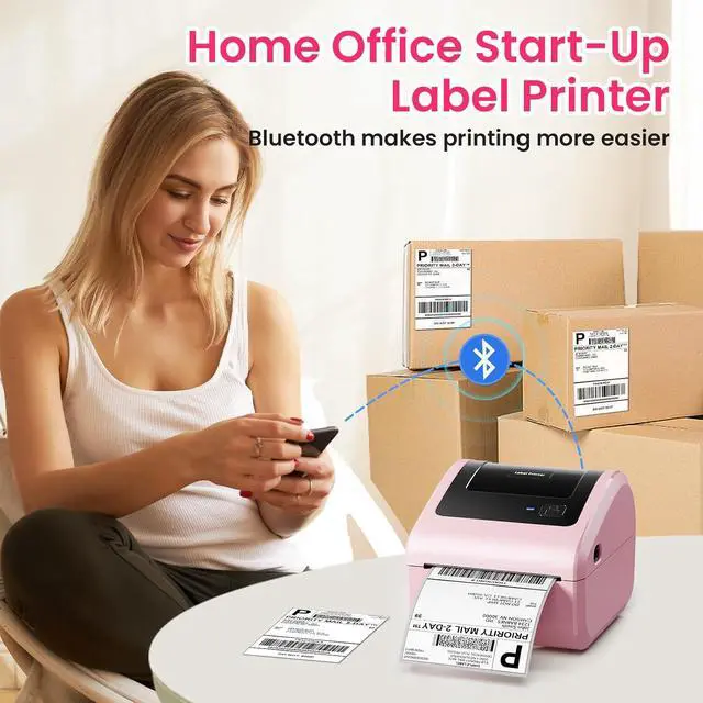 Alt view image 3 of 7 - D450 Bluetooth Thermal Label Printer for Small Business, Shipping Packages&100Pcs Transparent Thermal Labels,Waterproof Thermal Stickers for Small Business DIY Coffee Bean&Bread Ingredients Label