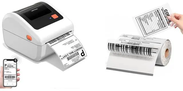 Main image of D450BT Bluetooth Thermal Shipping Label Printer for Small Business&100Pcs Clear Thermal Labels for Small Business DIY Coffee Bean&Bread Ingredients Label