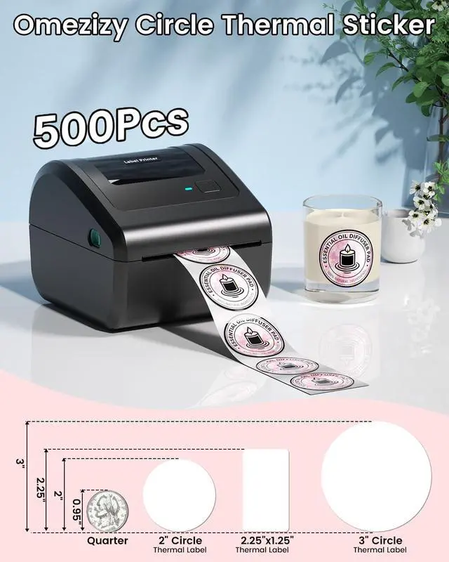 Alt view image 5 of 7 - Bluetooth Thermal Label Printer 4x6 - D450BT Shipping Label Printer for Small Business & 500PCS 2'' Circle Thermal Labels, Waterproof Thermal Printer Labels for Business, DIY Logo, Name Tag, Addressin