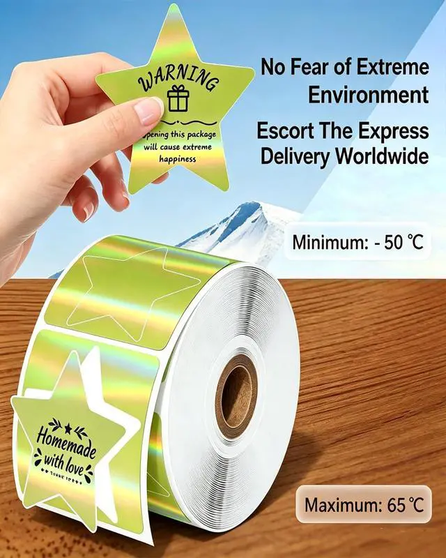 Alt view image 7 of 7 - Shipping Label Printer 4x6 with 500 Sheets 3 Inch Golden Star Holographic Thermal Labels, Thermal Label Printer for Small Business, Shipping Packages, Home, Office