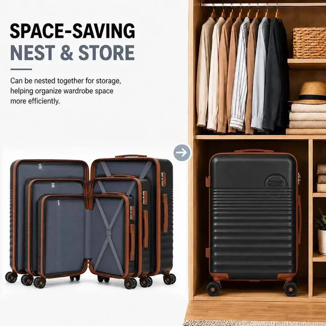 Alt view image 6 of 7 - CONCEPTEN Luggage Sets 5 Piece, Suitcases with Wheels, Hardshell Suitcase Set, ABS Carry on Luggage Set with TSA Lock, Travel Luggage