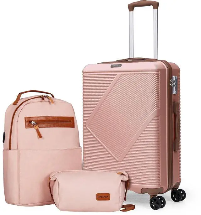 Main image of CONCEPTEN Luggage Sets 3 Piece, 20 Inch Carry On Suitcases With Spinner Wheels, Lightweight Travel Luggage With TSA Lock, ABS Hardshell Suitcase (Pink)