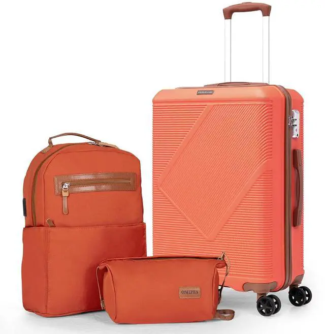 Main image of CONCEPTEN Luggage Sets 3 Piece, 20 Inch Carry On Suitcases With Spinner Wheels, Lightweight Travel Luggage With TSA Lock, ABS Hardshell Suitcase (Tangerine)