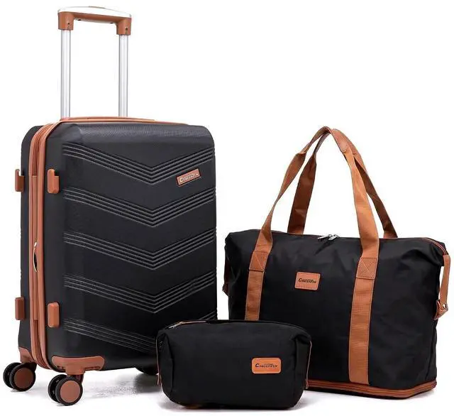 Main image of CONCEPTEN Expandable Luggage Sets, Suitcase, Carry On Luggage 22x14x9 Airline Approved, Suitcases with Wheels, ABS Hard Case with TSA Lock and Spinner Wheels(Black)